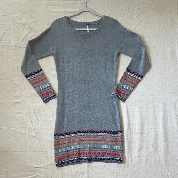 Poof! Dresses & Skirts - Poof! Gray Sweater Midi Dress Women’s‎ M | Southwestern Long Sleeve Soft Knit
